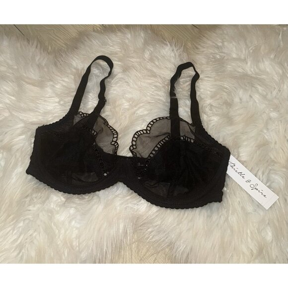 Thistle and Spire Other - Thistle & Spire Nolita Bra Sheer Scalloped Lace Underwire Womens 32DD Black New